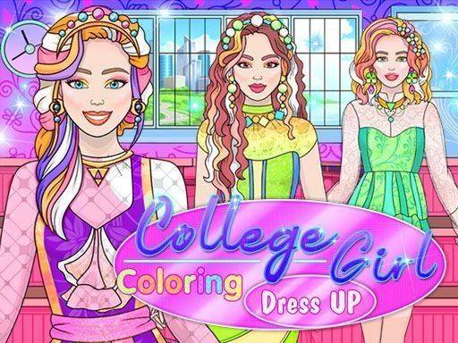 College Girl Coloring Dress Up: Fashion Makeover Game