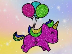 Coloring Book Glittered Unicorns - Magical Art Game
